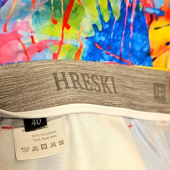 Hreski Mens "Explosion of Colors" Design Colorful Stretch Golf Shorts Size 40 - Picture 4 of 4